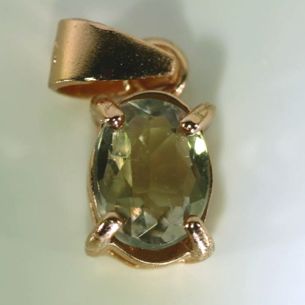 Canary Yellow Tourmaline .49ct Rose Gold Silver Pe